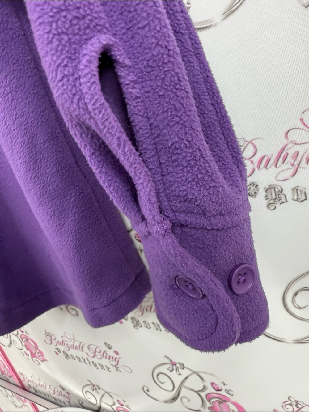 twik button up long sleeve fleece Purple Button-Front Fleece Shirt Jacket - Picture 6 of 11